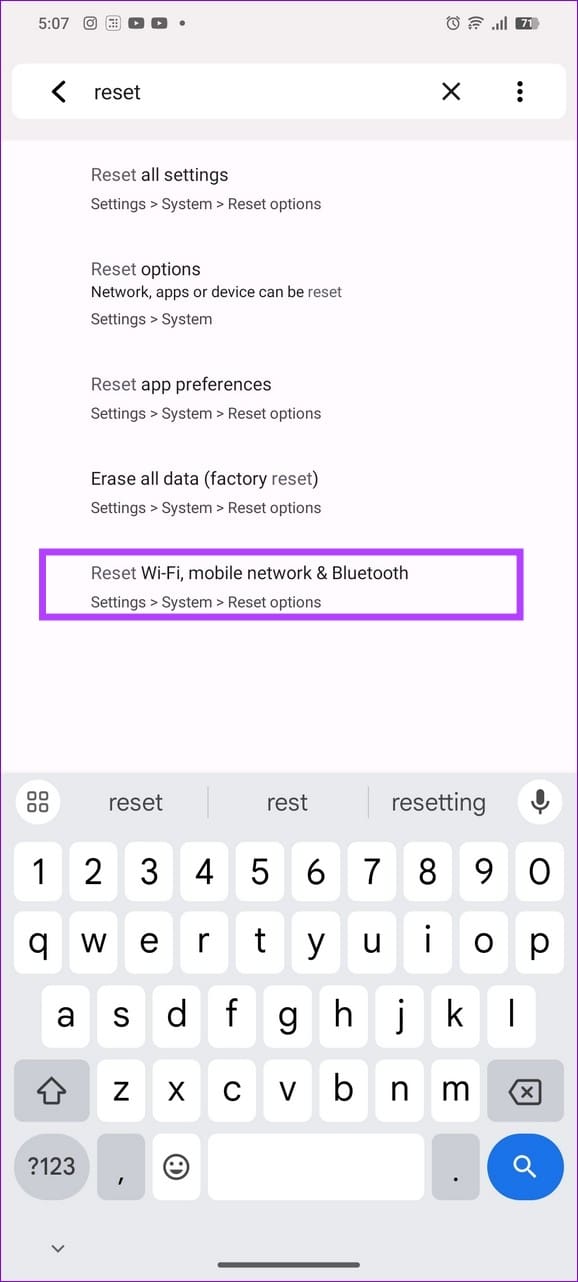 22 reset android network settings