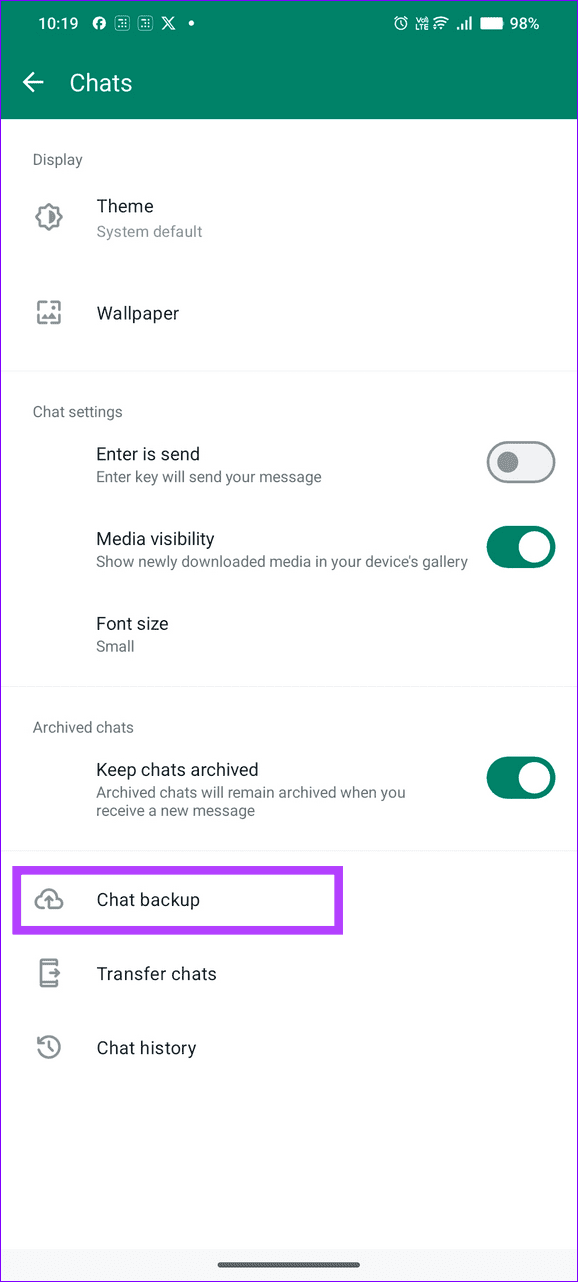 25 tap chat backup