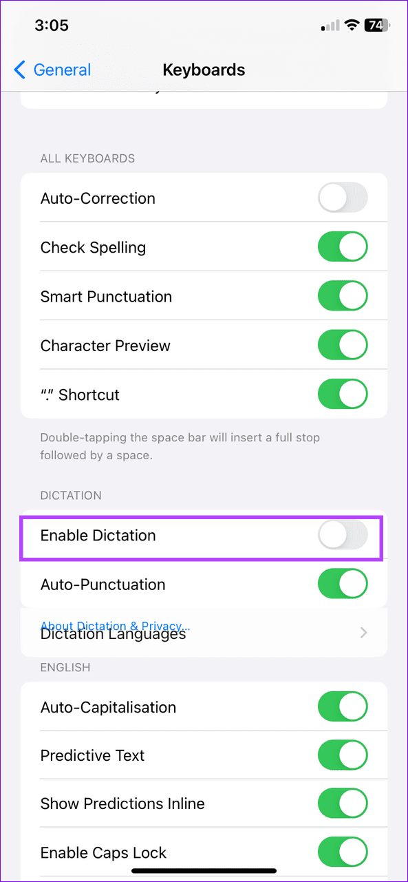 29 enable dictation