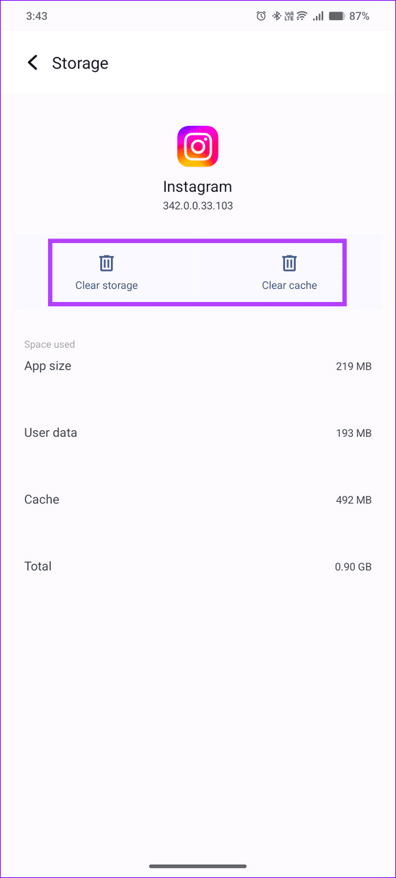 3 clear cache and app data