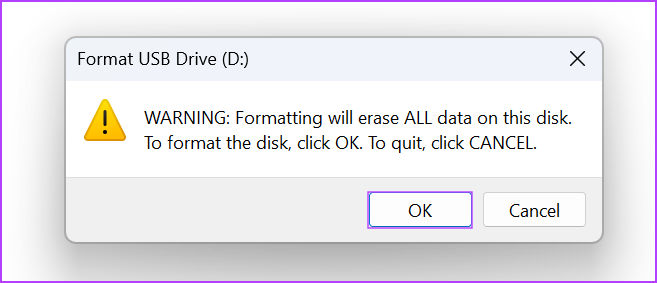 3 confirm formatting USB