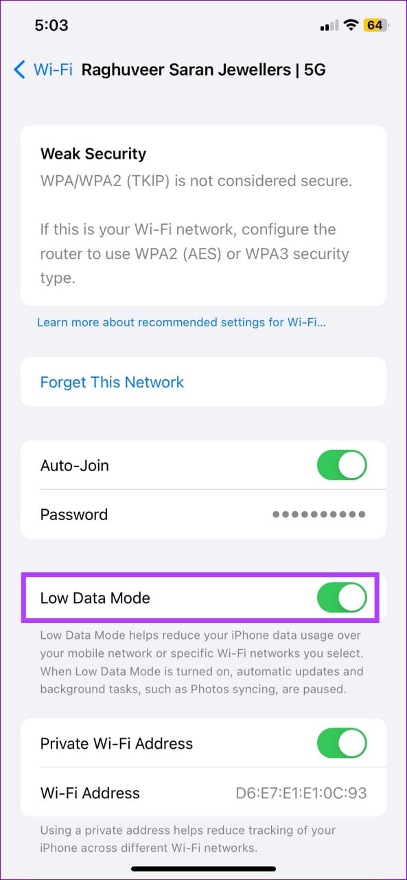 3 disable Low Data Mode