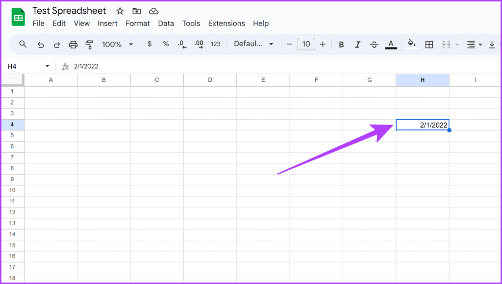 3. The highlighted cell should now reflect as a date in the format that you selected