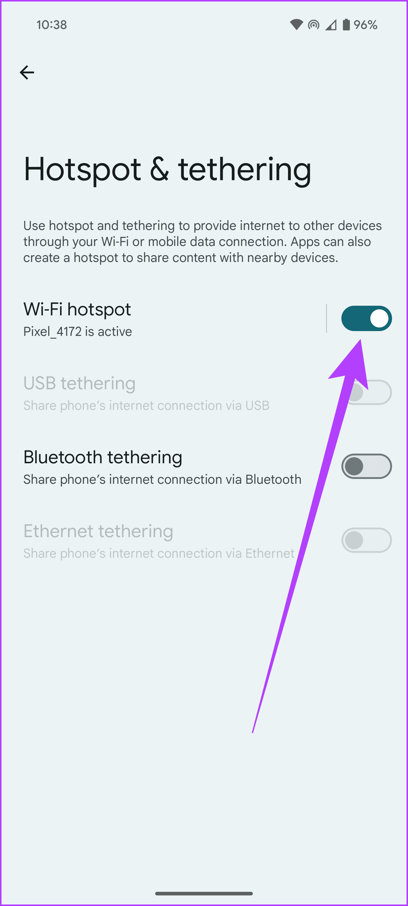 3.4 Now enable the toggle next to Wi Fi hotspot