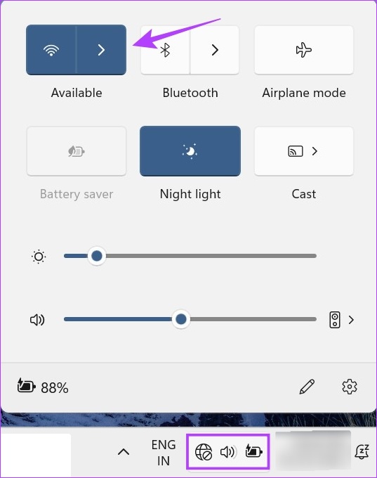 Open Quick Settings & click on the arrow icon