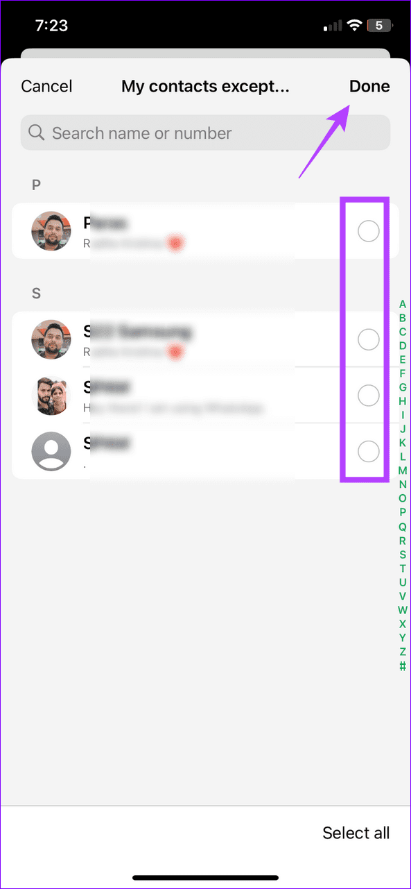 4 mark contacts and save