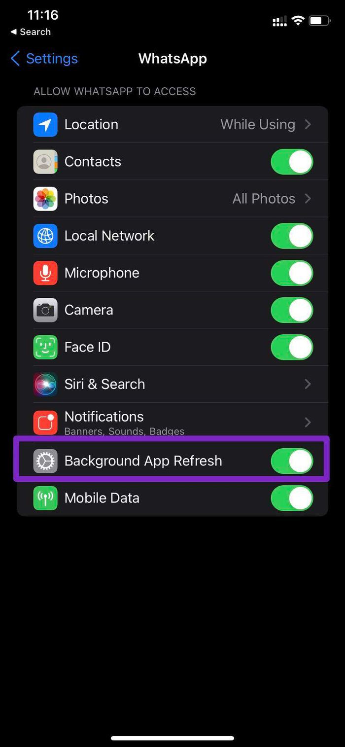Enable background app refresh