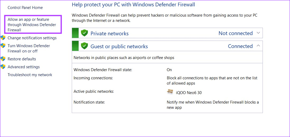 5 allow app through firewall