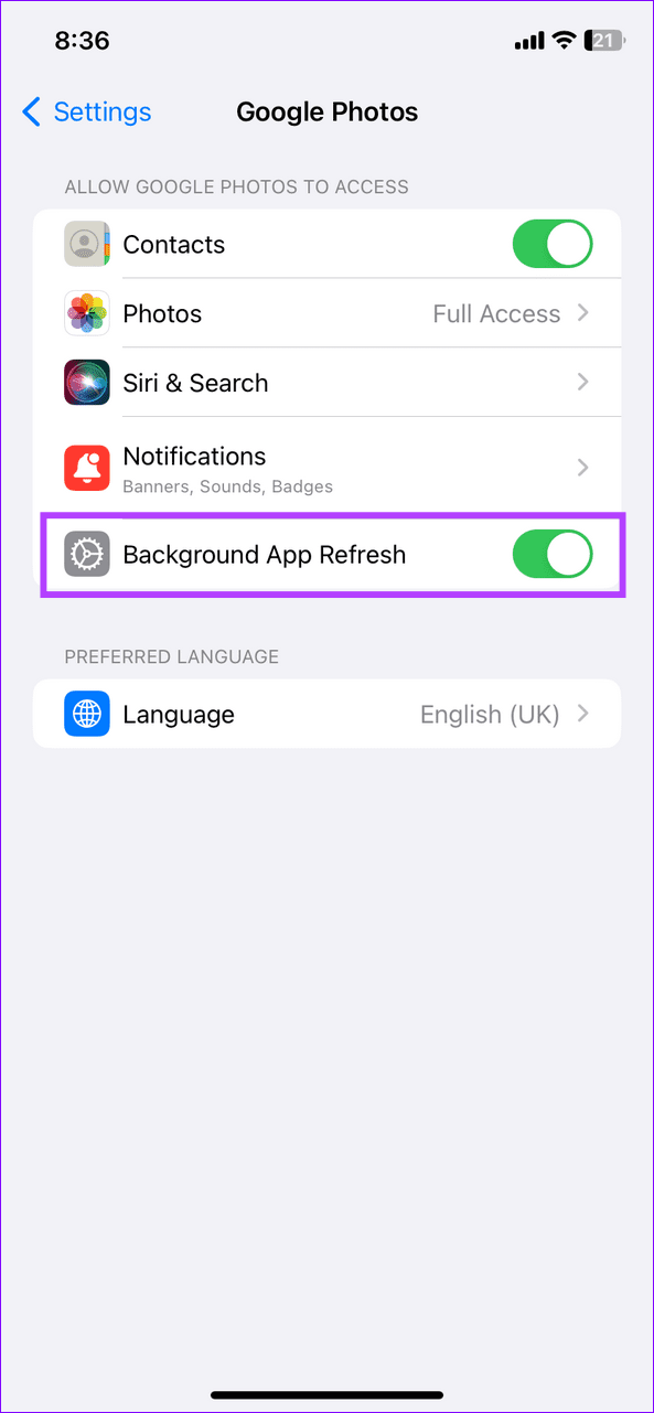 5 enable background app refresh