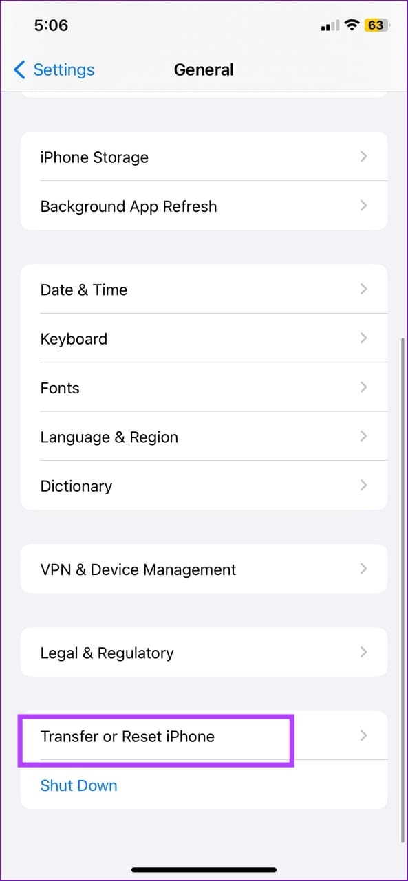 5 transfer or reset iPhone