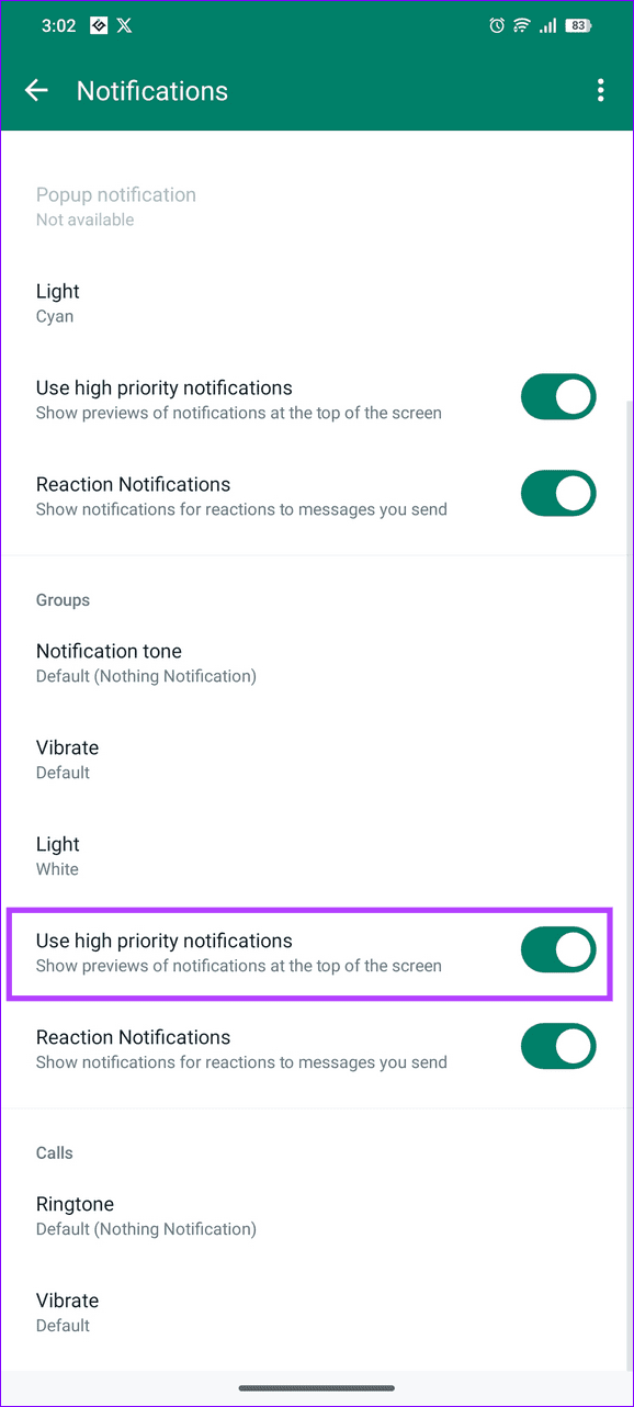 6 enable High priority notifications