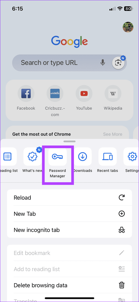 6 open Google Password Manager