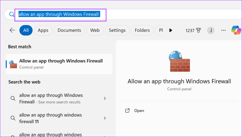 6 open firewall settings