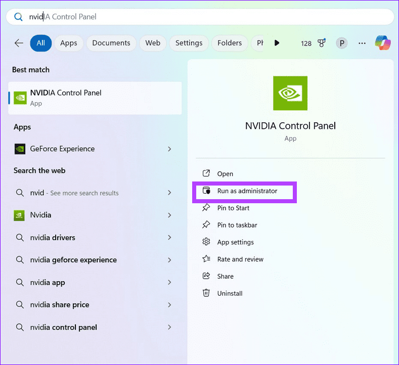 6 run nvidia control panel as admin