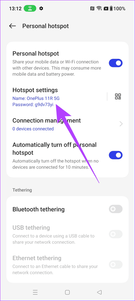 6. You can also tap on Hotspot settings to change the SSID name and password of it