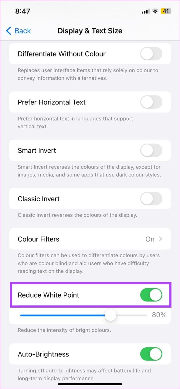 7 disable Reduce White Point 1