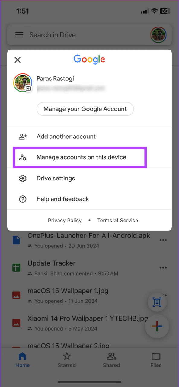 7 manage account on your device in Google Drive
