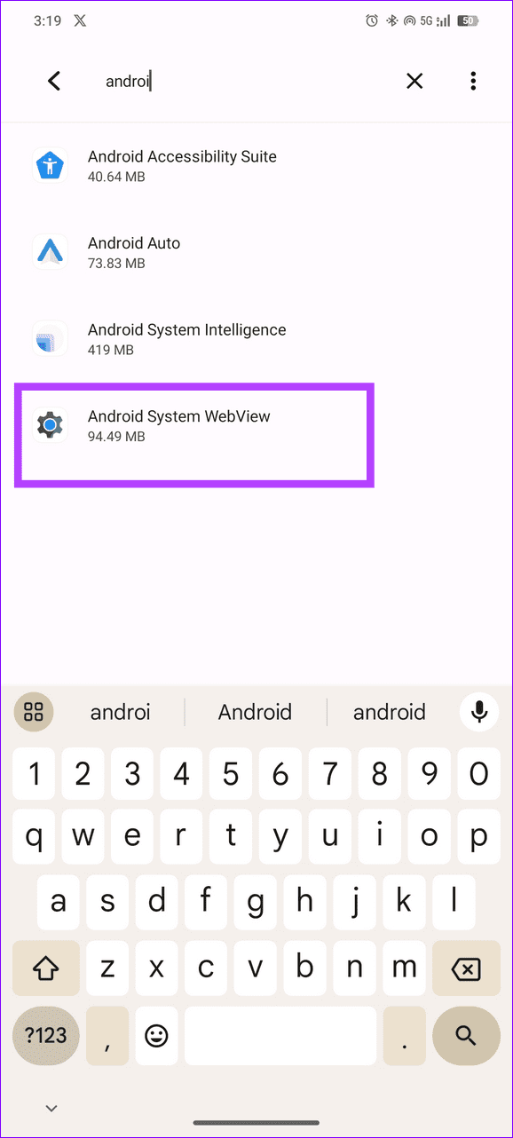 open Android System WebView