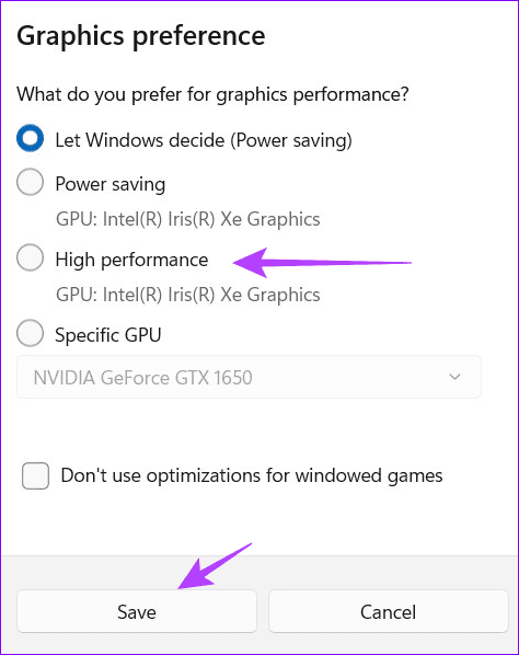7 switch to high performance