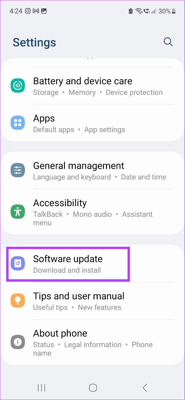 Tap on Software update