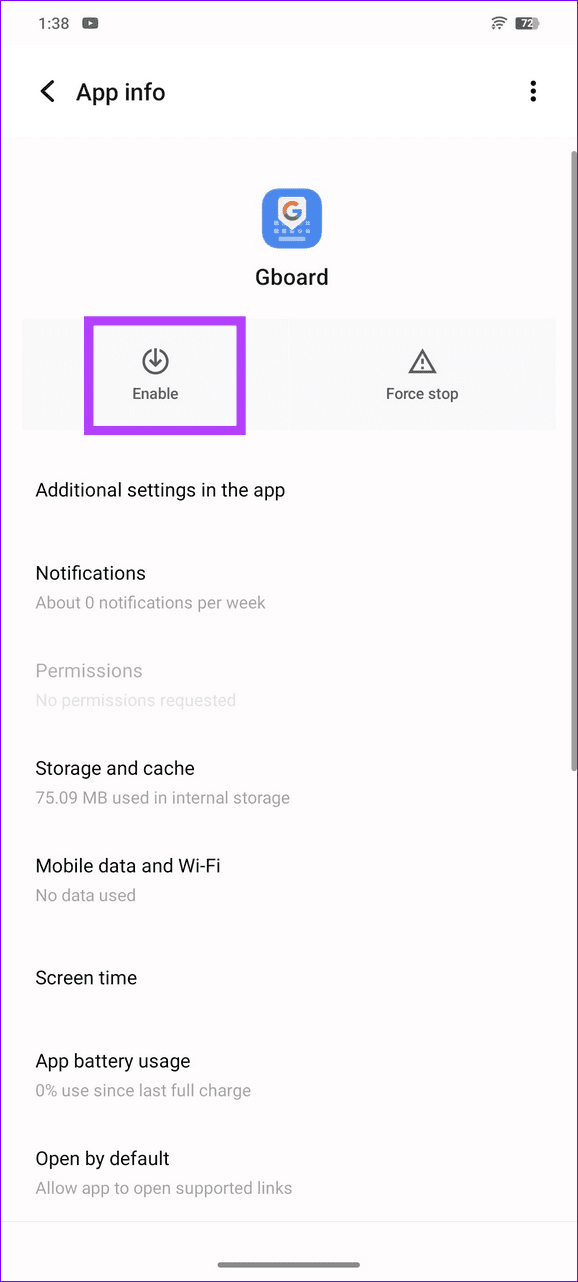 8 enable the Gboard app
