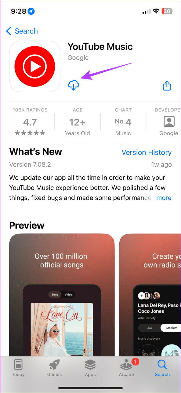 8 reinstall the YT Music app