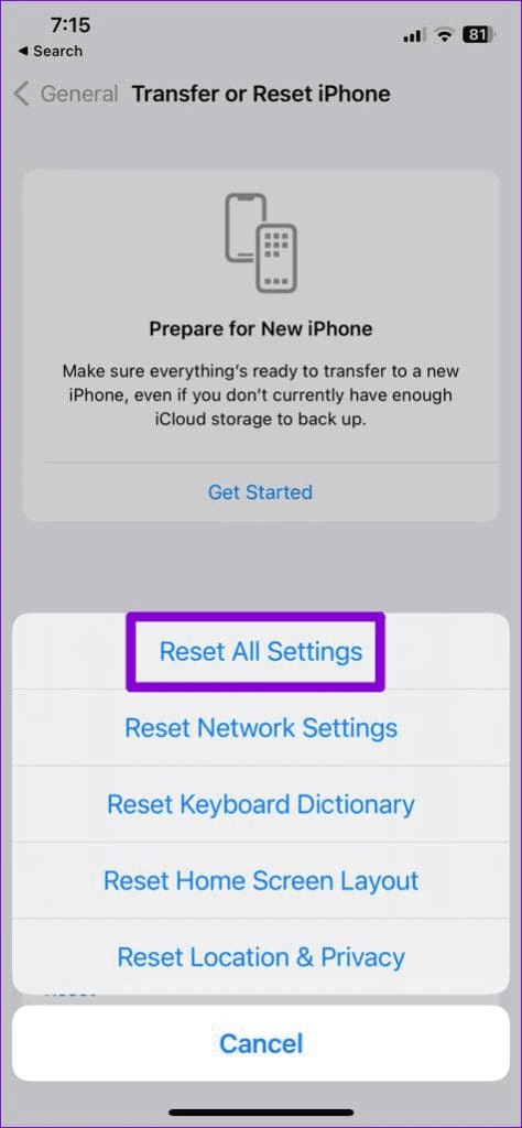 8 reset all iPhone settings