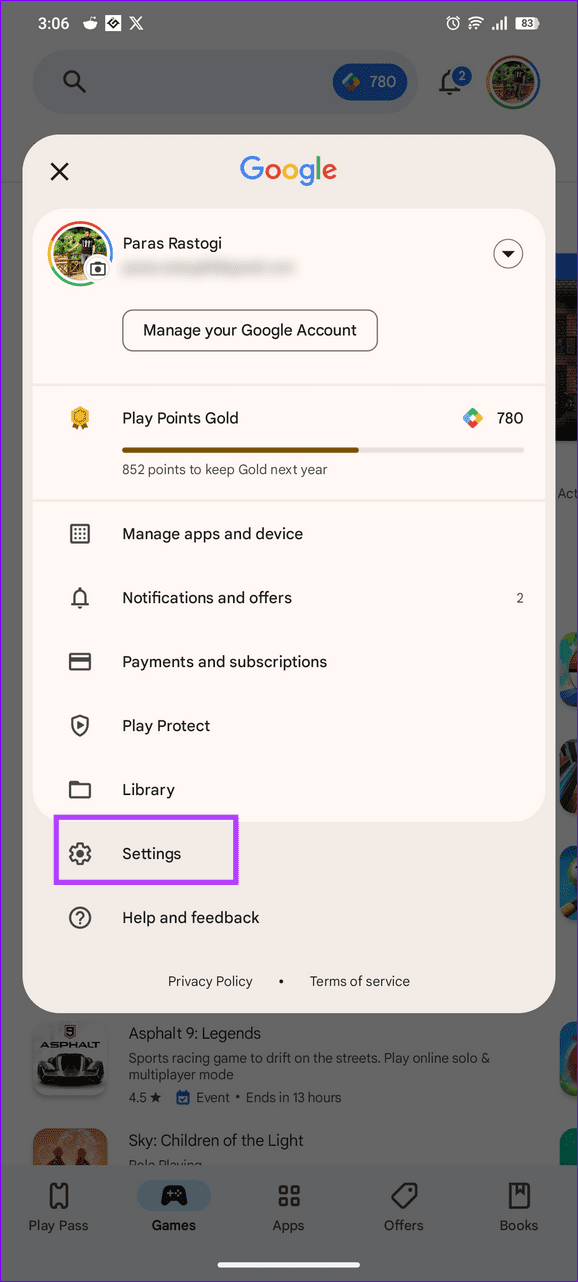9 Google Play settings