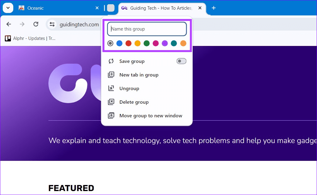 configure tab group color