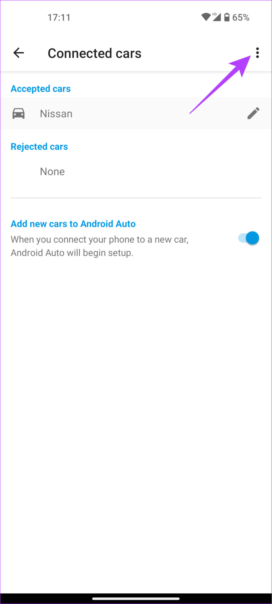 three-dot menu in Android Auto