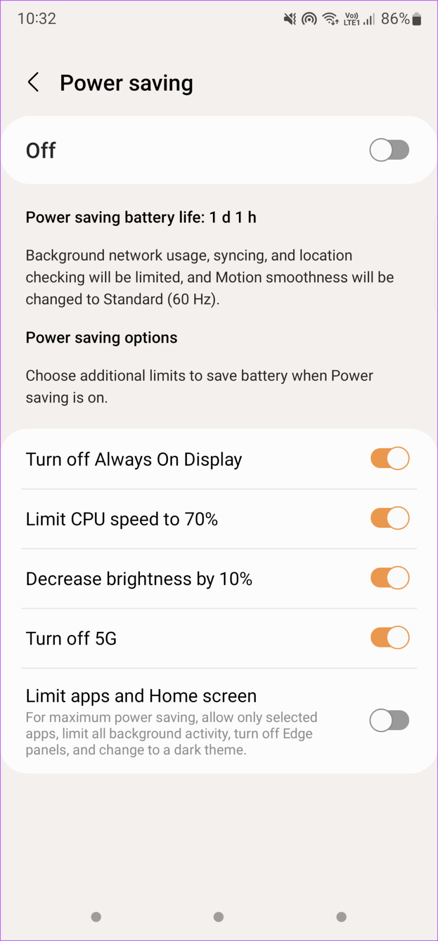 Battery saver modes