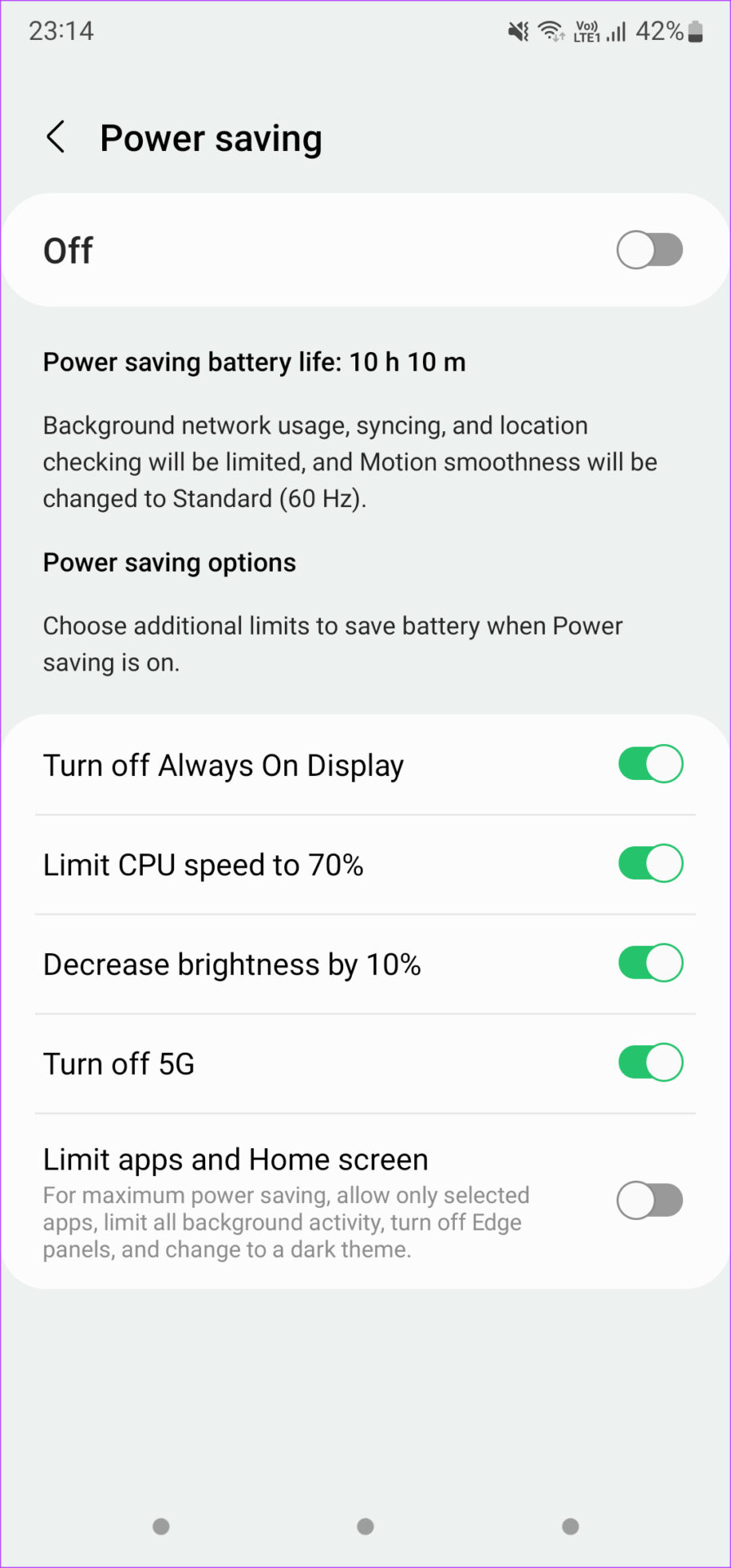 power saving modes