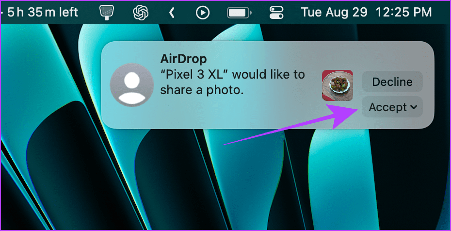 Accept AirDrop on Mac