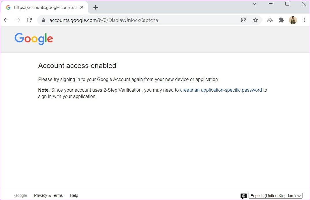 Access Enabled for Gmail