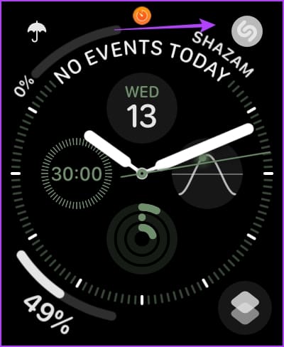 Access Shazam from Watch Face