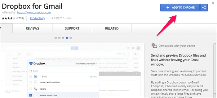 Access And Use Dropbox From Gmail 1