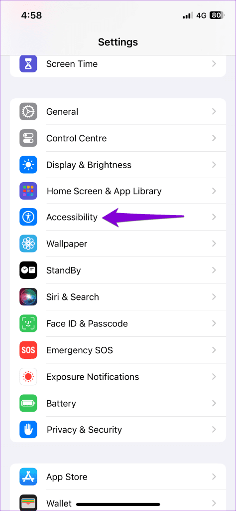 Accessibility Settings on iPhone