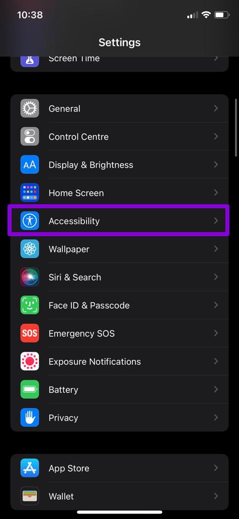 Accessibility Settings on iPhone