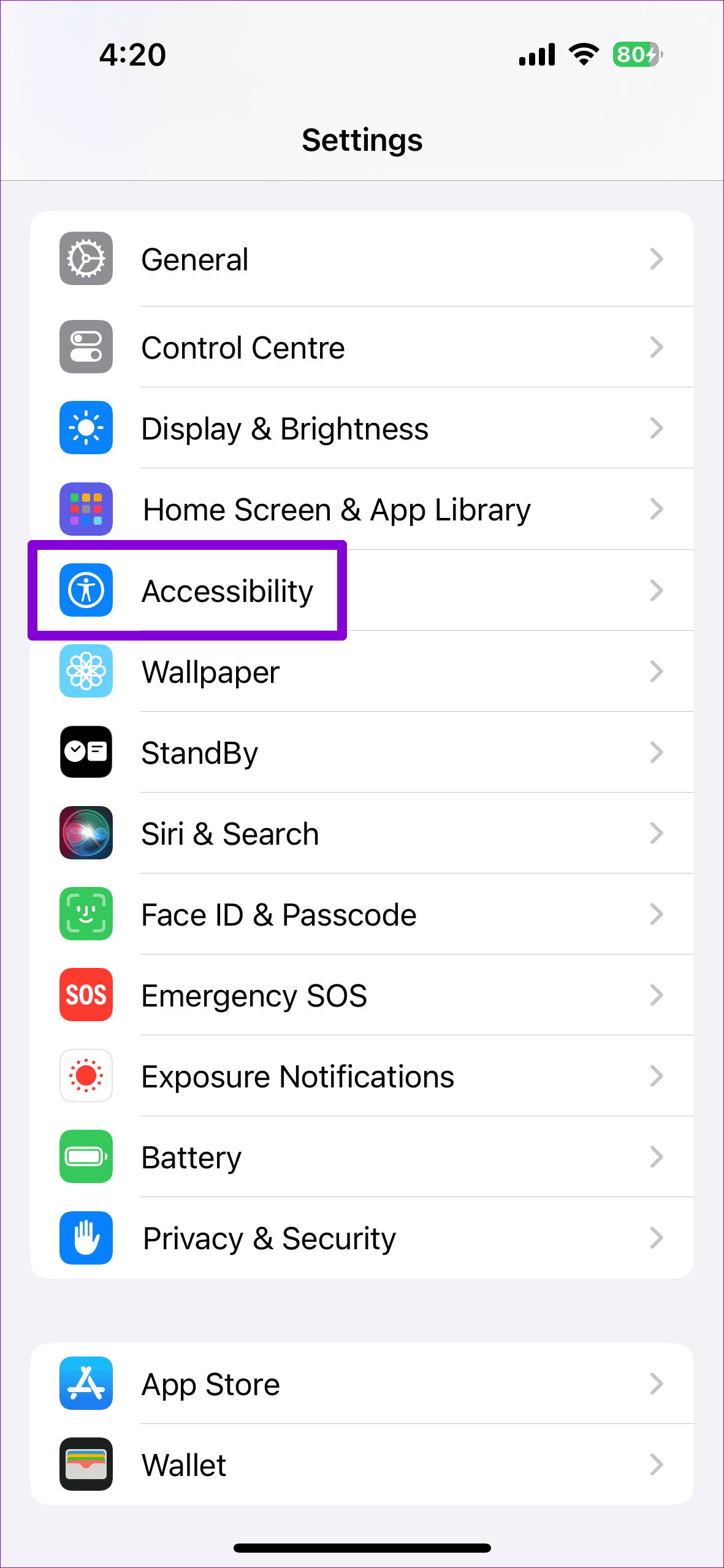 Accessiblity Settings on iPhone