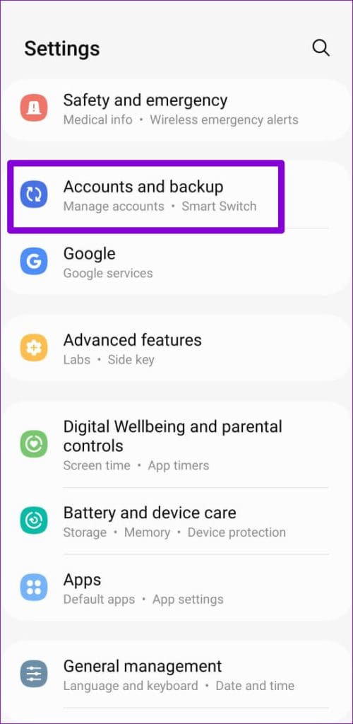 Accounts and Backup on Android