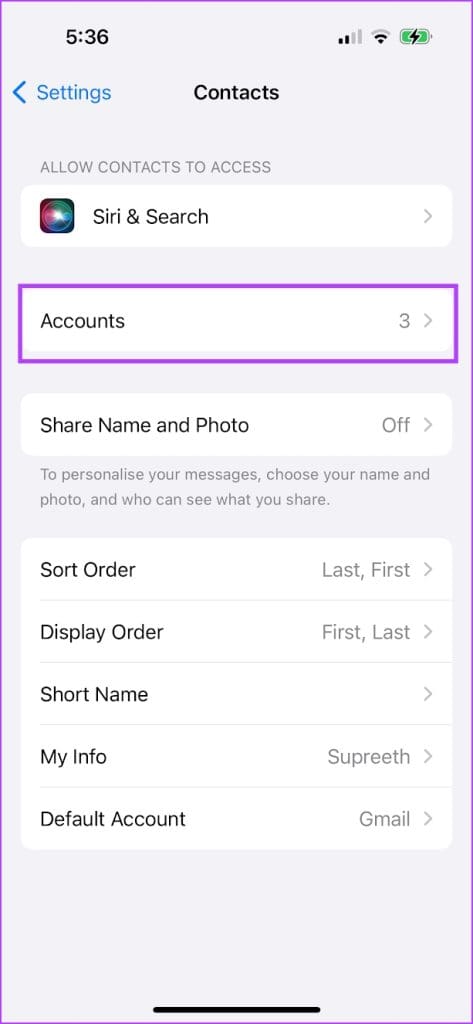 Accounts in Contacts - 1