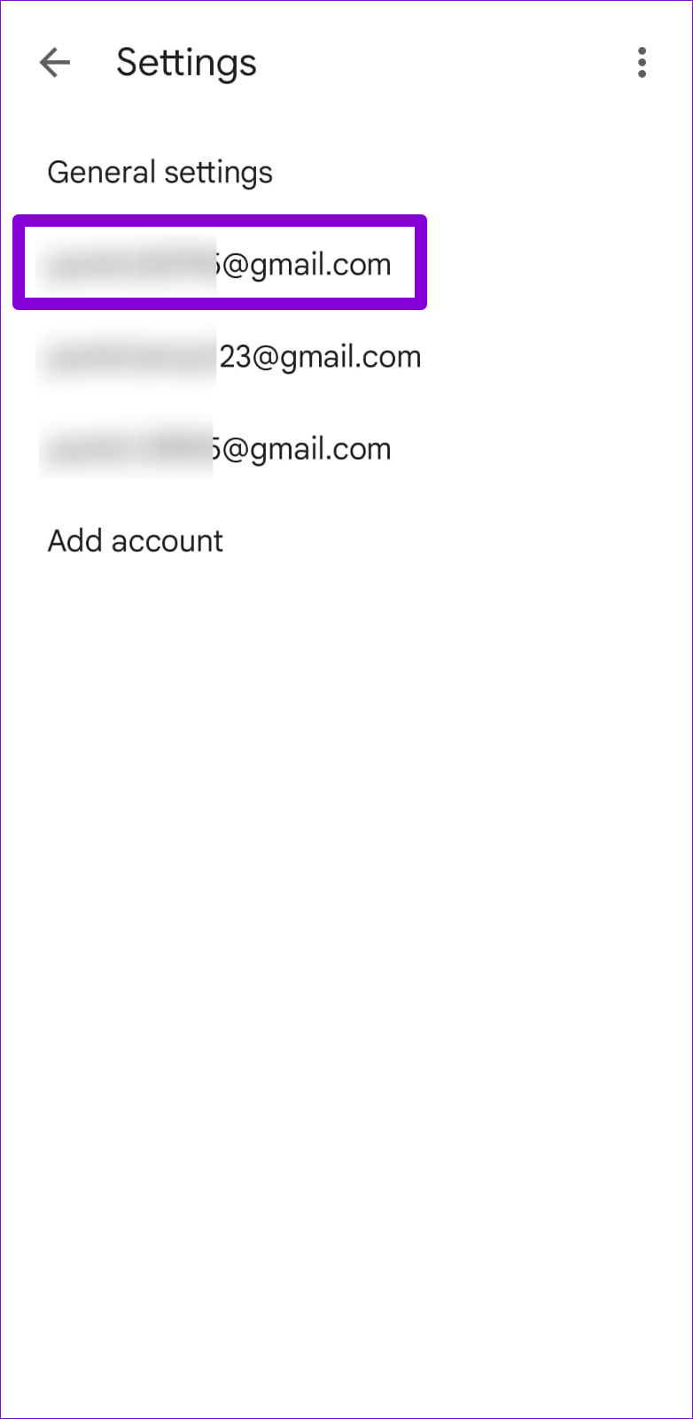 Accounts on Gmail on Android