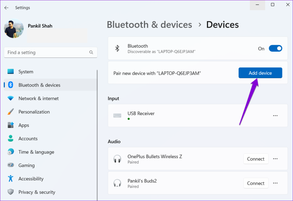 Add Bluetooth Device on Windows