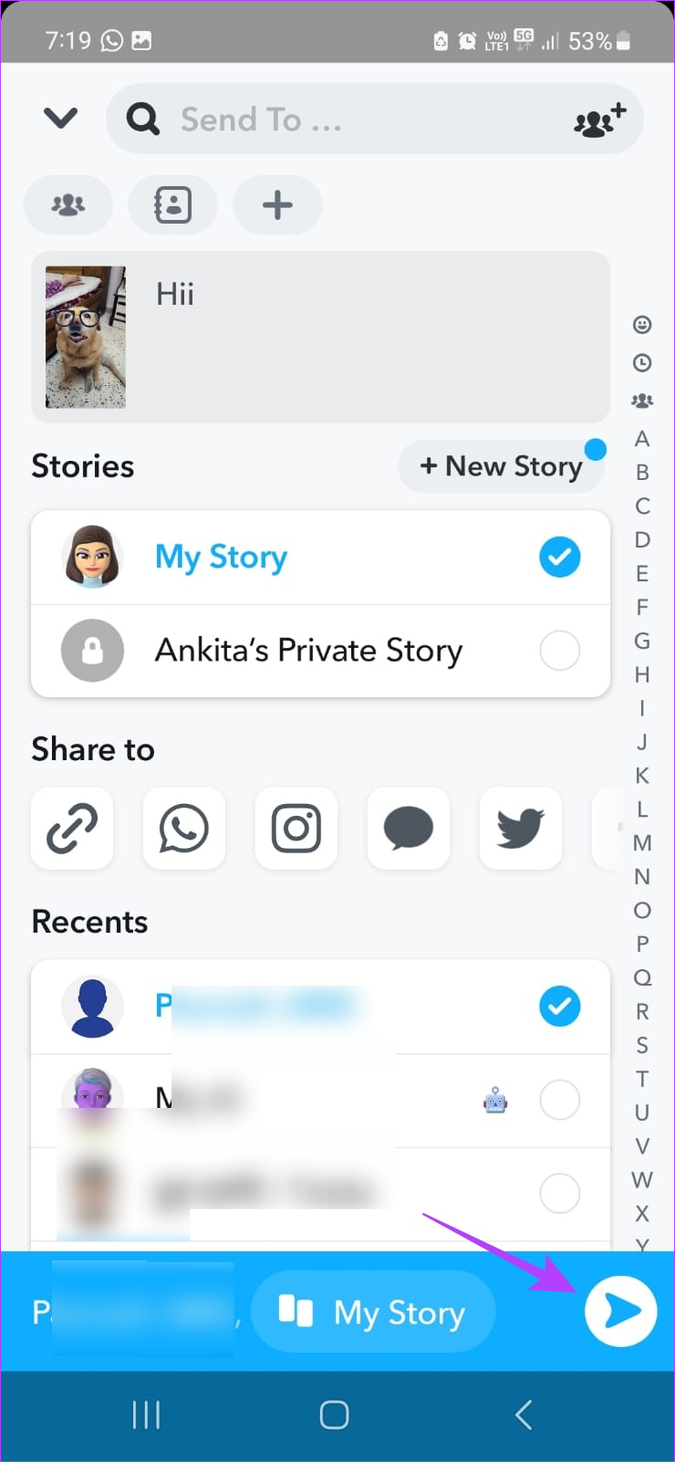 Send Snap Story