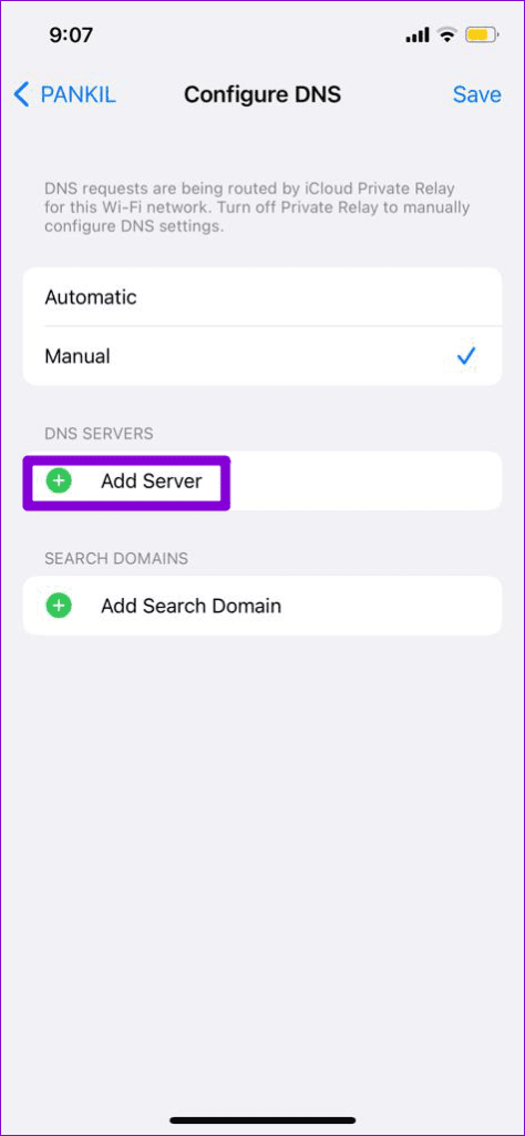 Add DNS Server iPhone