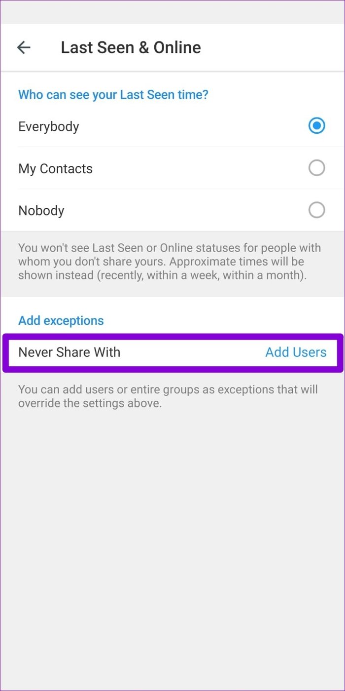Add Exceptions on Telegram