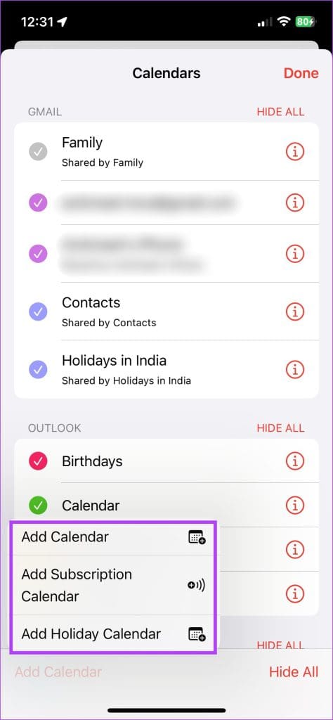 Add desired calendar
