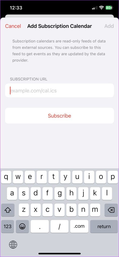 Add Subscription list