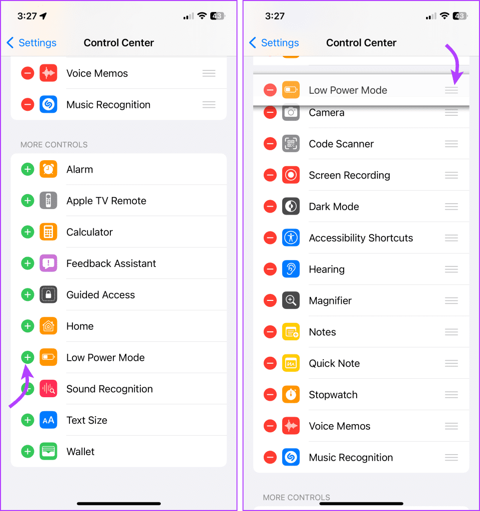 Add Low Power Mode to Control Center