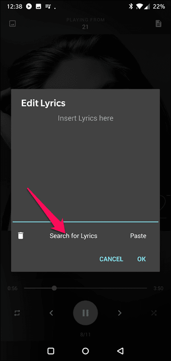 Add Lyrics In Black Player Music Player 4